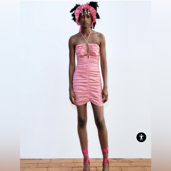 ZARA CUT OUT DRAPED DRESS ruched size XS new with tags - Picture 1 of 7